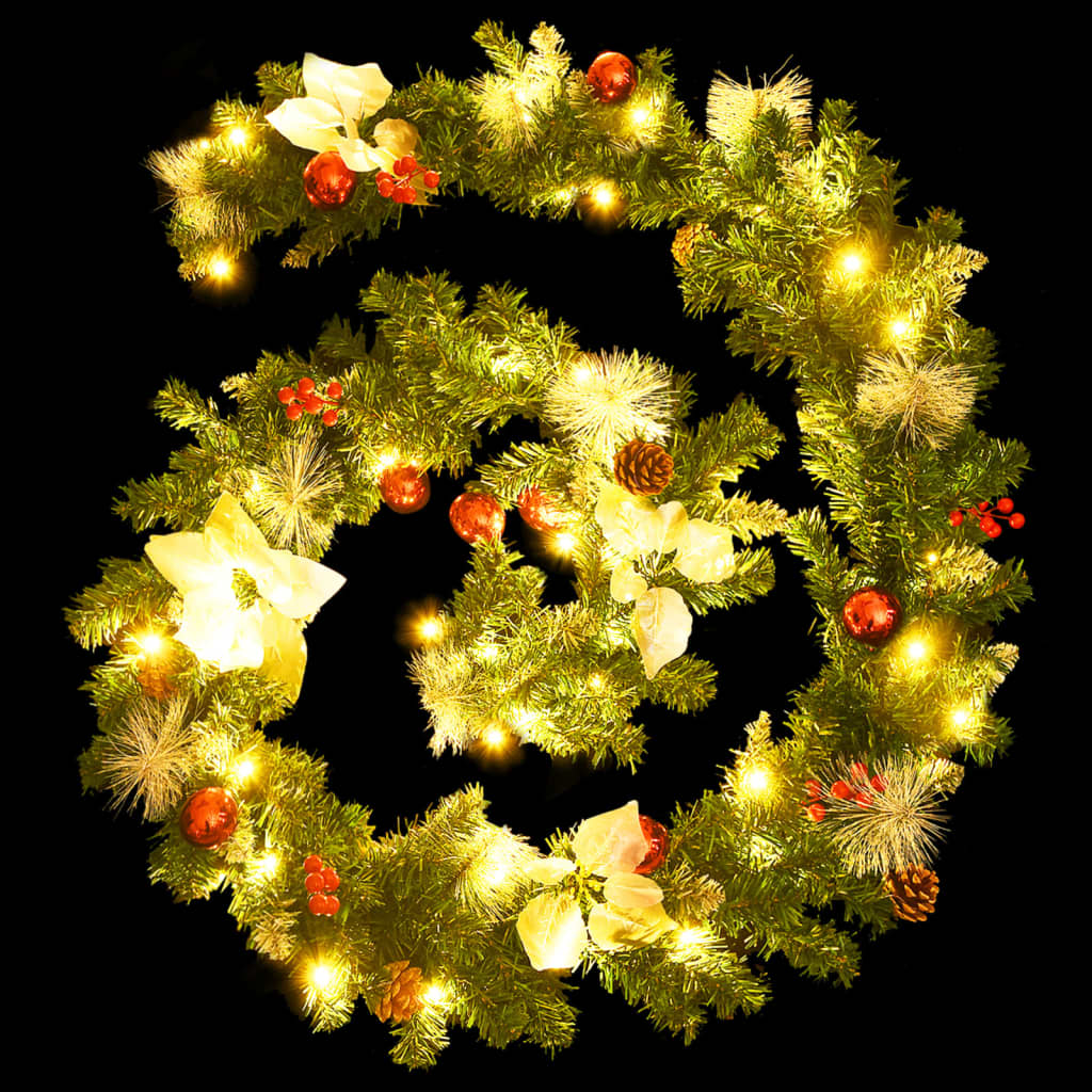 Kerstslinger met LED-lampjes 2,7 m PVC groen