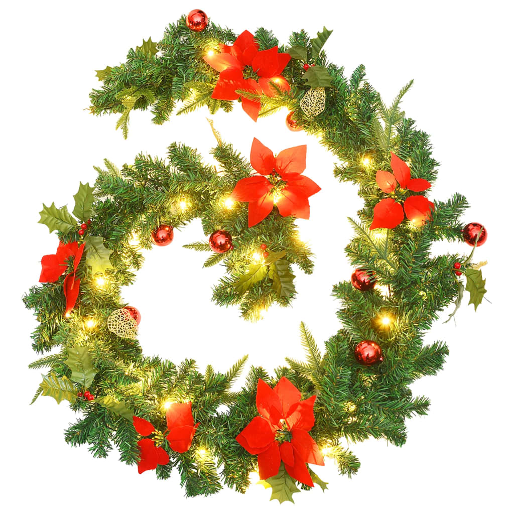 Kerstslinger met LED-lampjes 2,7 m PVC groen