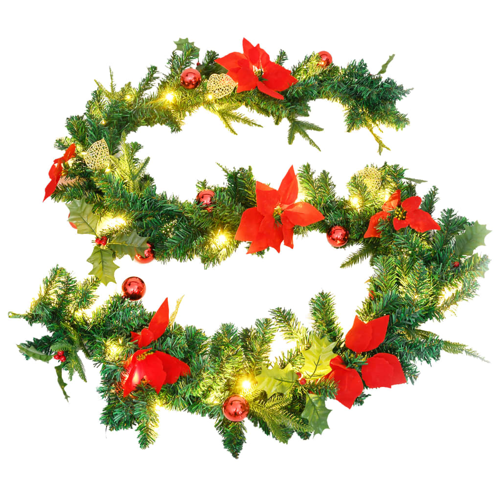 Kerstslinger met LED-lampjes 2,7 m PVC groen