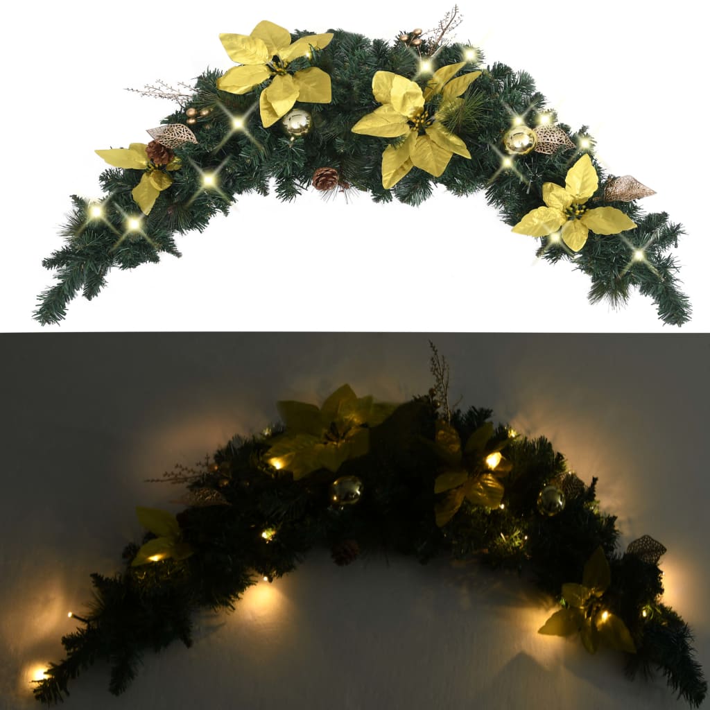 Kerstboog met LED-lampjes 90 cm PVC groen