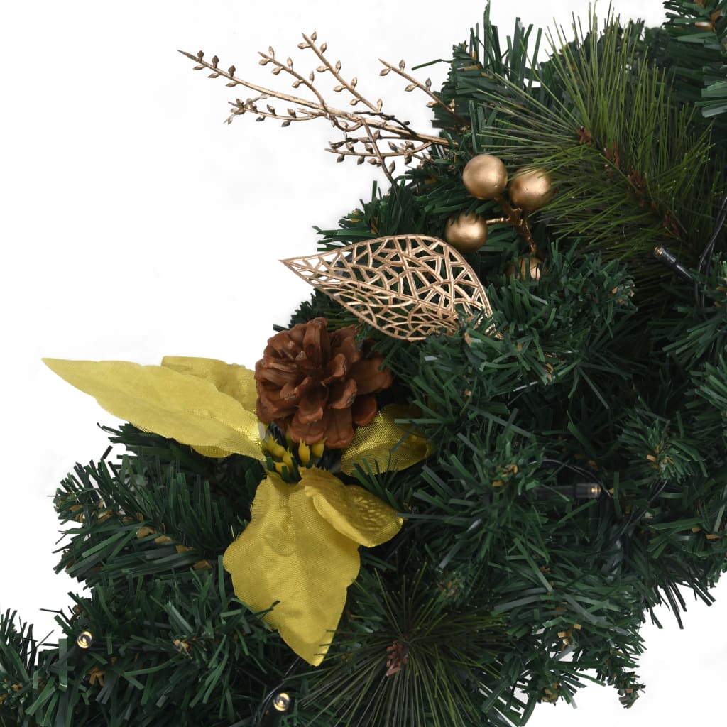 Kerstboog met LED-lampjes 90 cm PVC groen