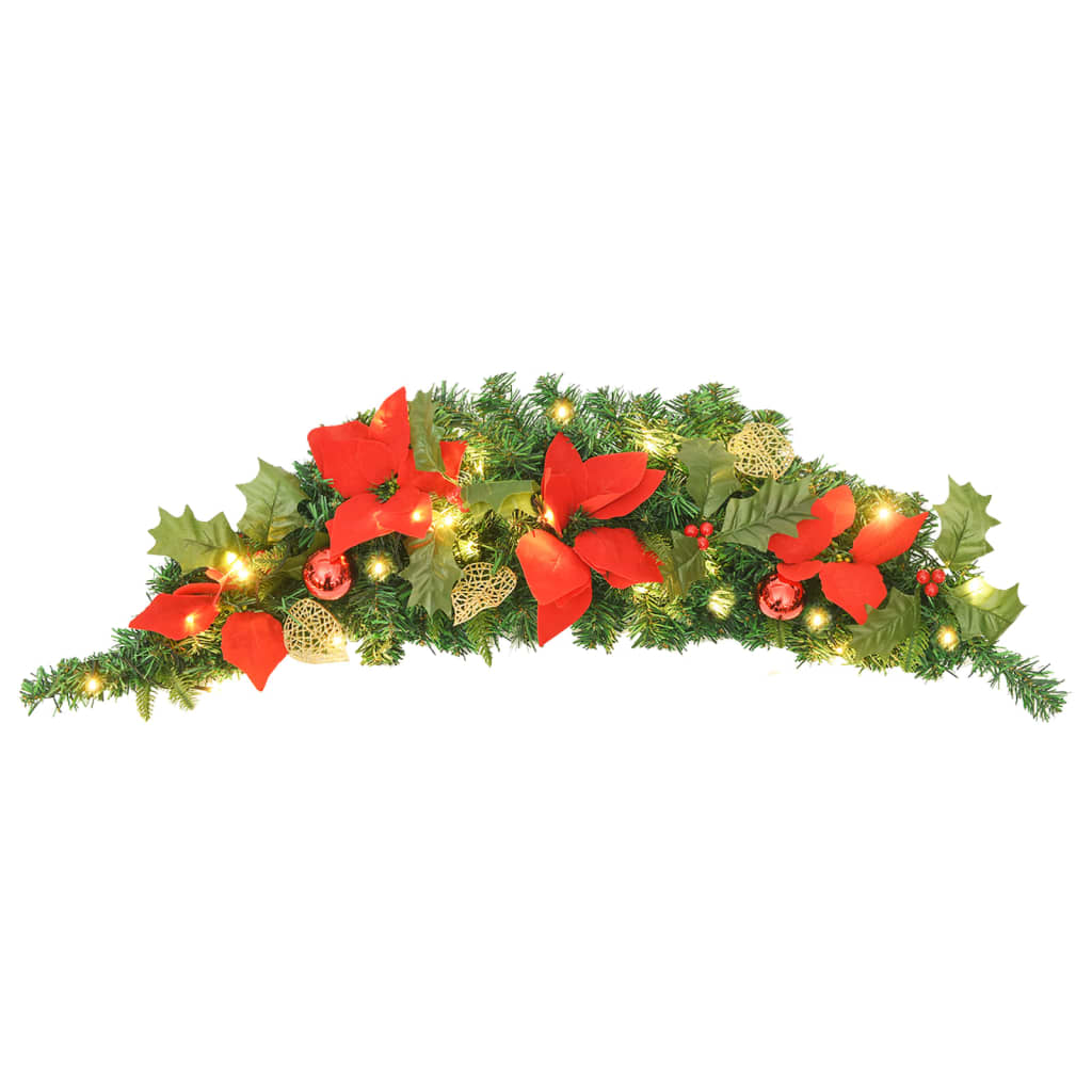 Kerstboog met LED-lampjes 90 cm PVC groen