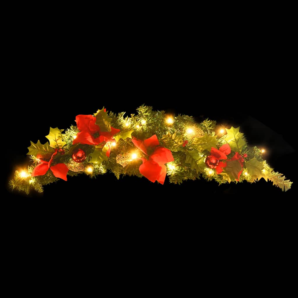 Kerstboog met LED-lampjes 90 cm PVC groen