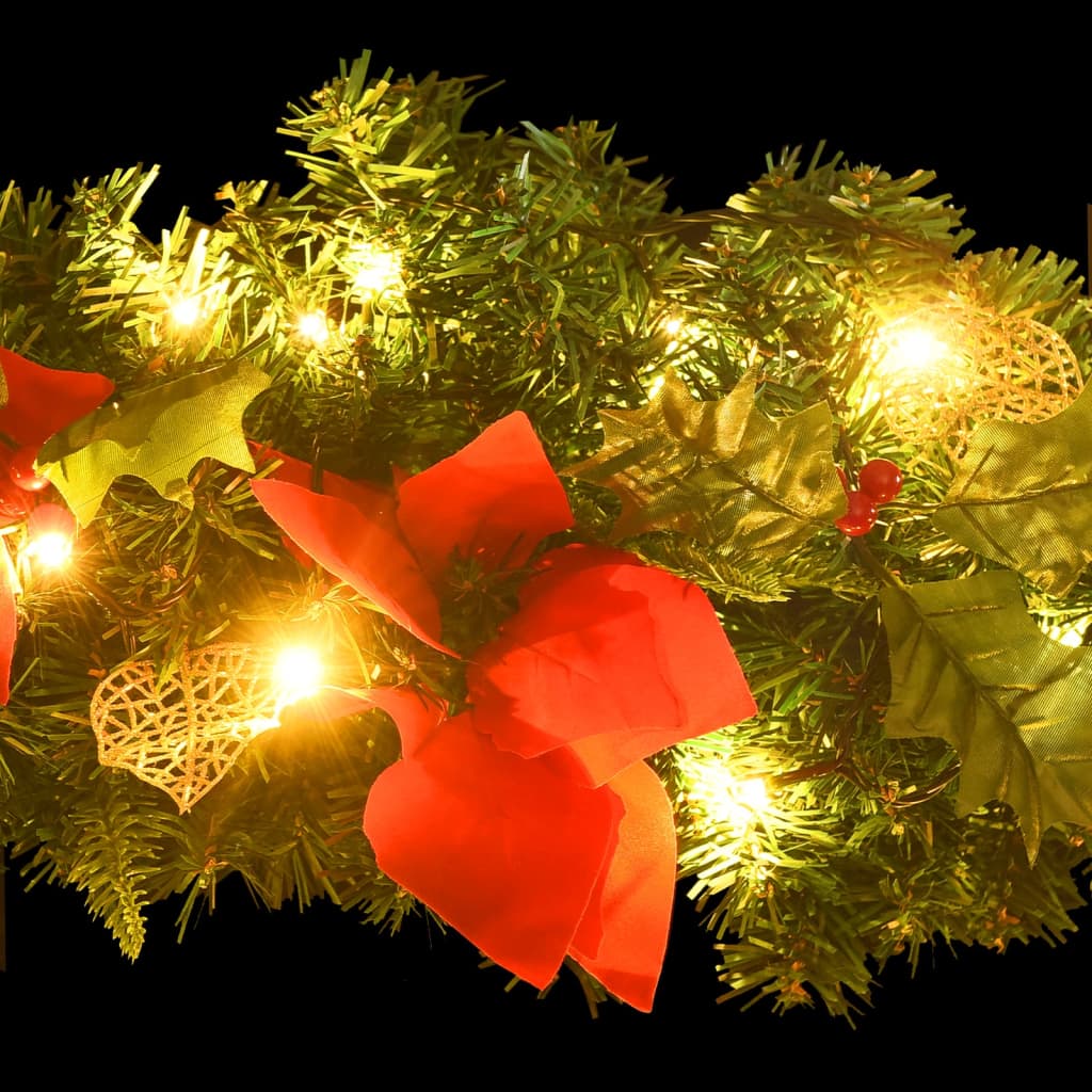 Kerstboog met LED-lampjes 90 cm PVC groen