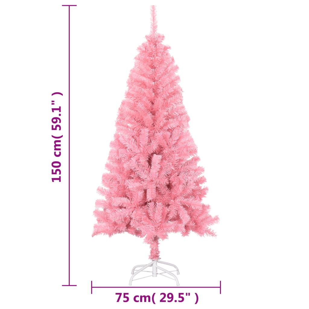 Kunstkerstboom met standaard 150 cm PVC roze