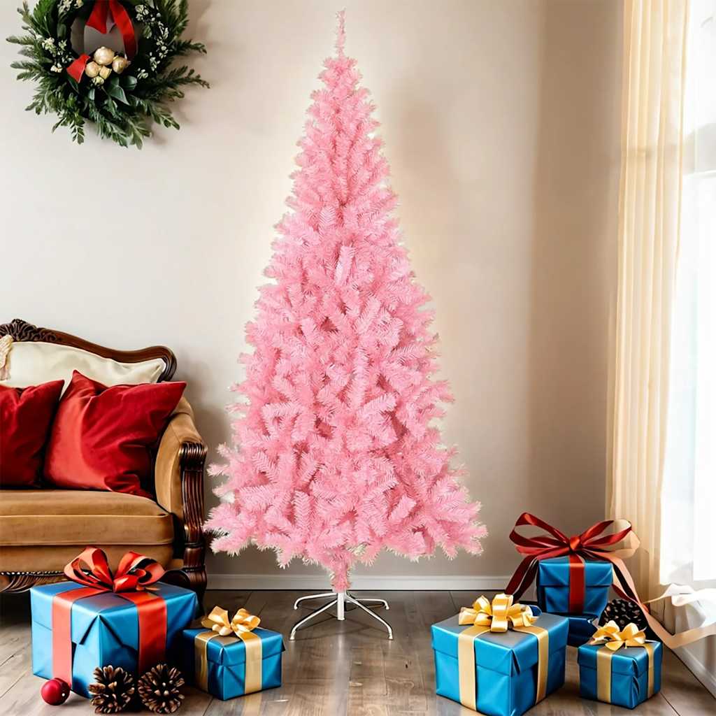 Kunstkerstboom met standaard 180 cm PVC roze