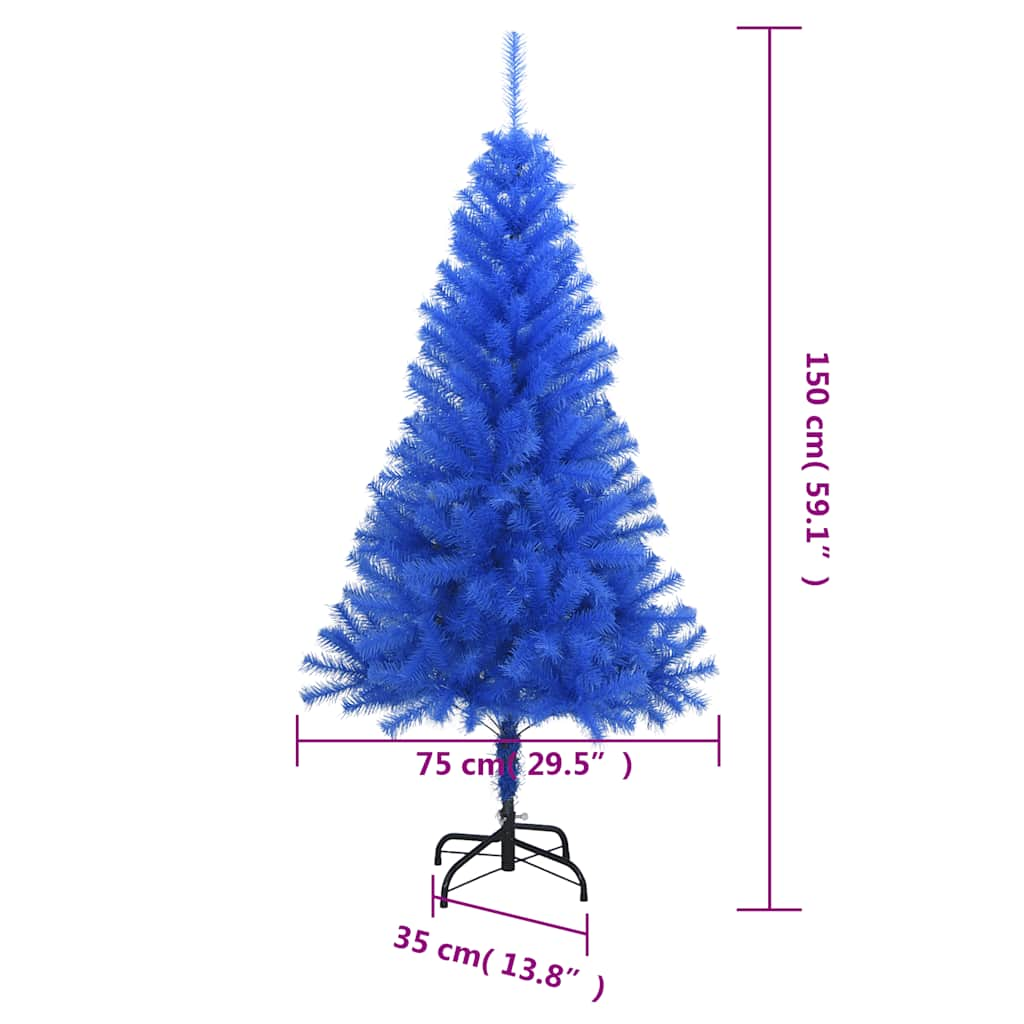 Kunstkerstboom met standaard 150 cm PVC blauw