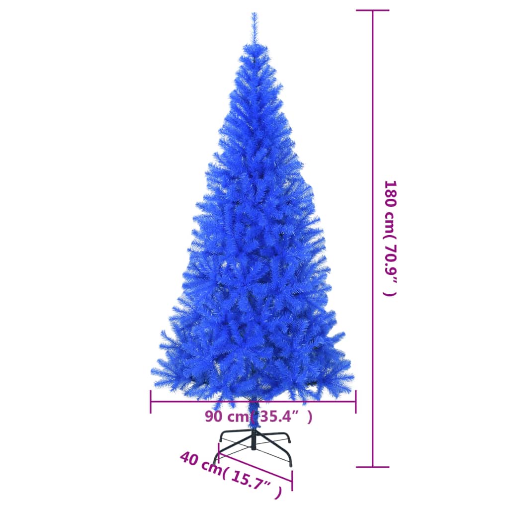 Kunstkerstboom met standaard 180 cm PVC blauw