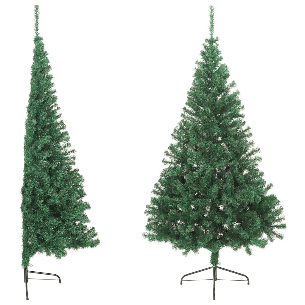 Kunstkerstboom met standaard half 210 cm PVC groen