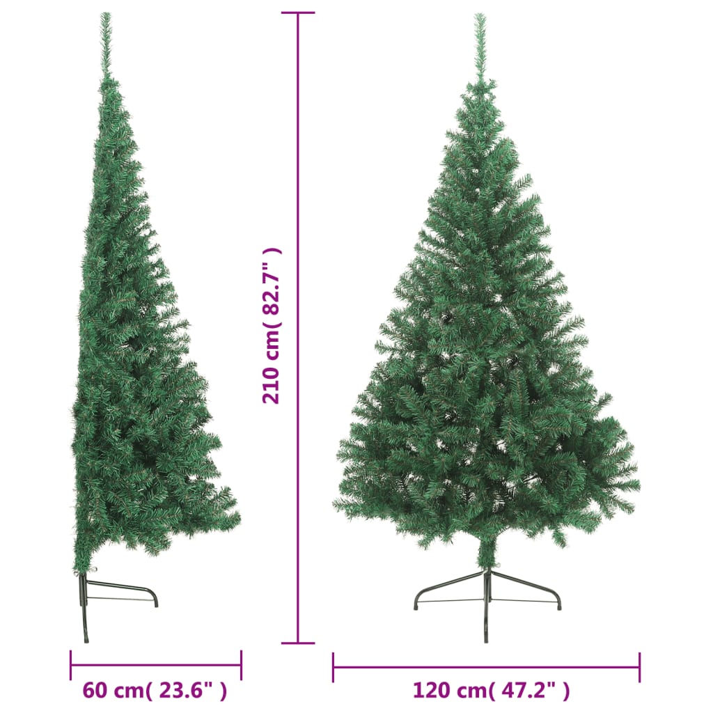 Kunstkerstboom met standaard half 210 cm PVC groen