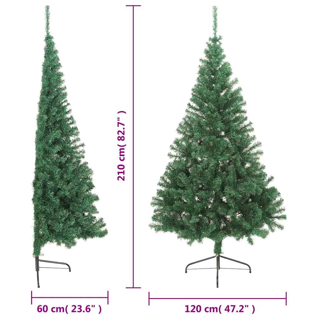 Kunstkerstboom met standaard half 210 cm PVC groen