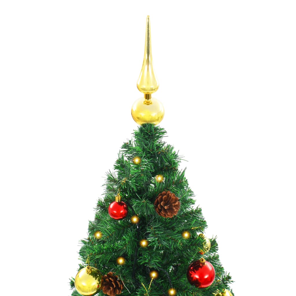 Kunstkerstboom met verlichting en kerstballen 210 cm groen