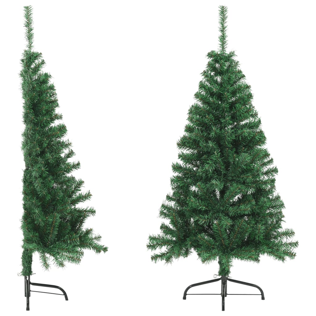 Kunstkerstboom met standaard half 120 cm PVC groen