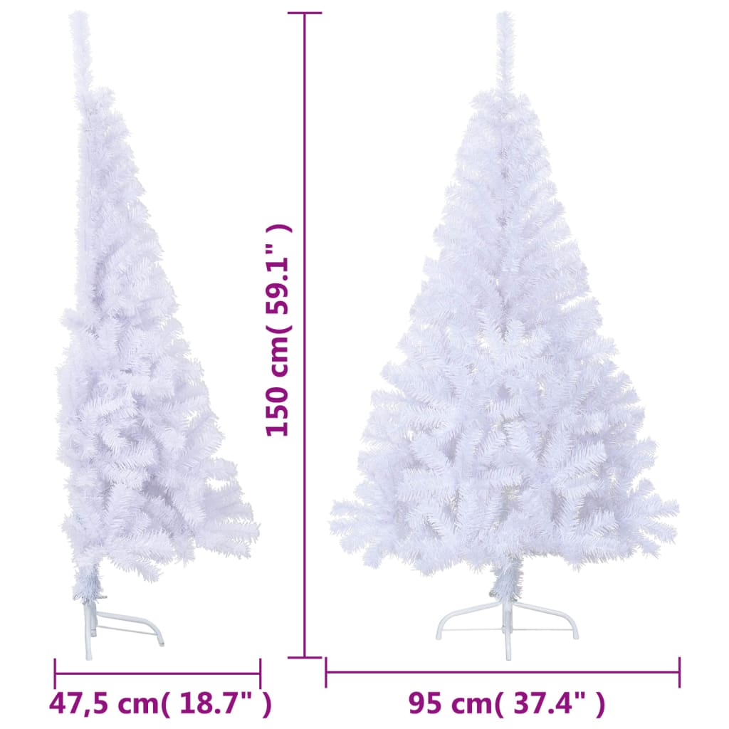 Kunstkerstboom met standaard half 150 cm PVC wit