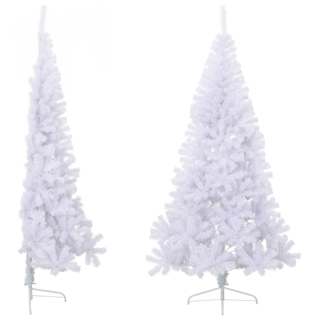 Kunstkerstboom met standaard half 180 cm PVC wit