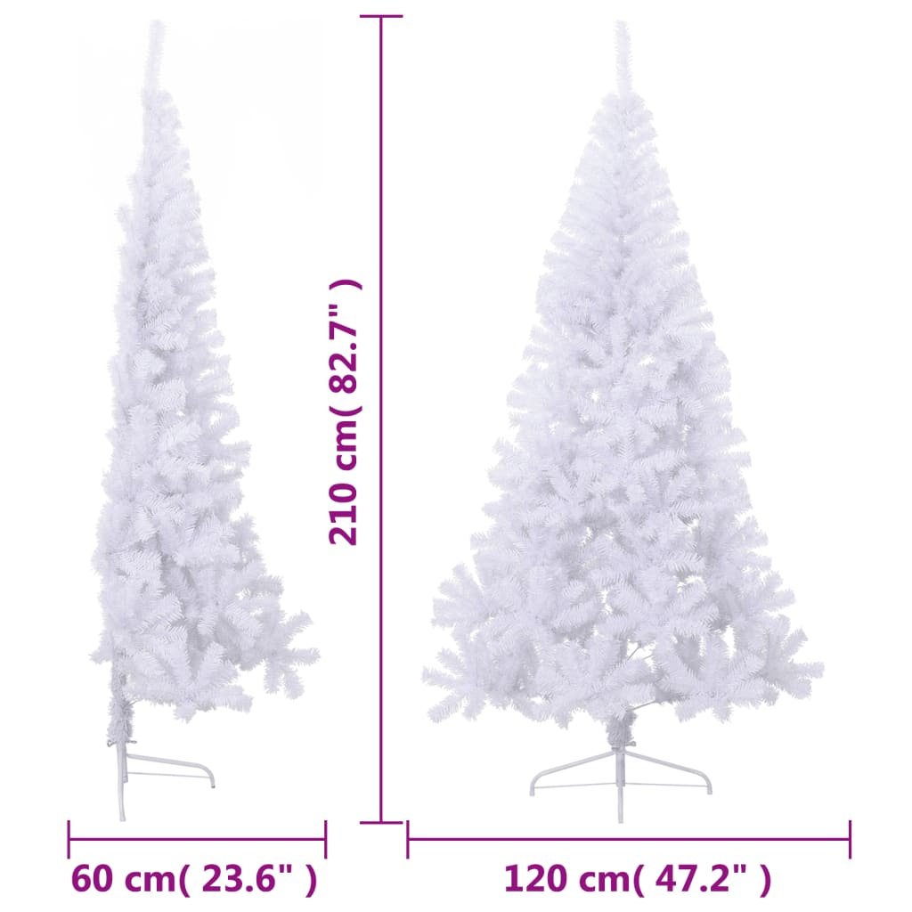 Kunstkerstboom met standaard half 210 cm PVC groen