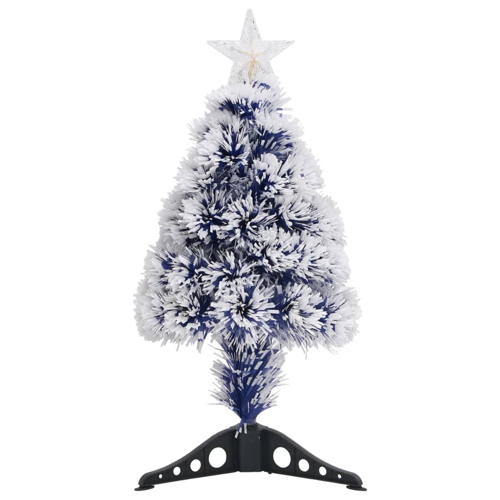 Kunstkerstboom met verlichting 64 cm glasvezel wit en blauw