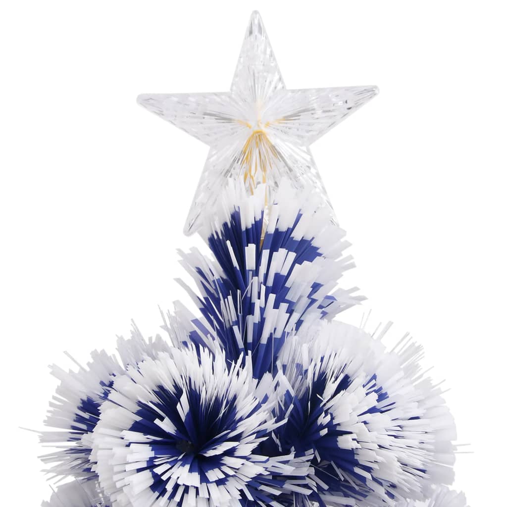 Kunstkerstboom met verlichting 64 cm glasvezel wit en blauw