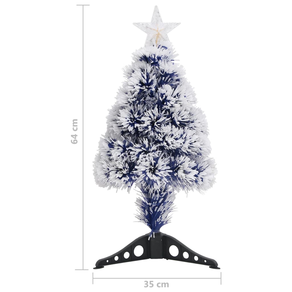 Kunstkerstboom met verlichting 64 cm glasvezel wit en blauw