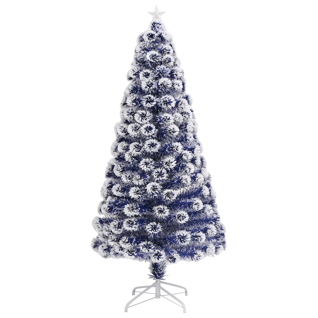 Kunstkerstboom met verlichting 120 cm glasvezel wit en blauw