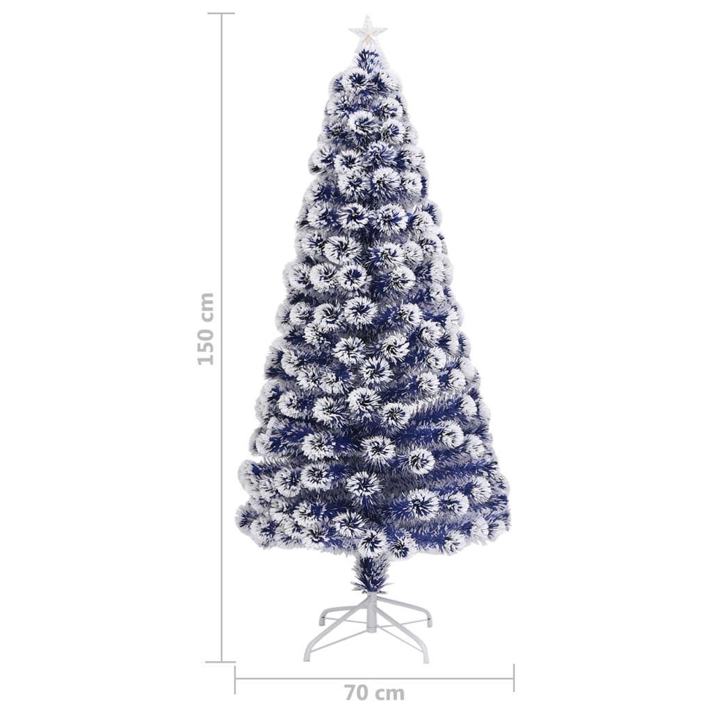 Kunstkerstboom met verlichting 150 cm glasvezel wit en blauw