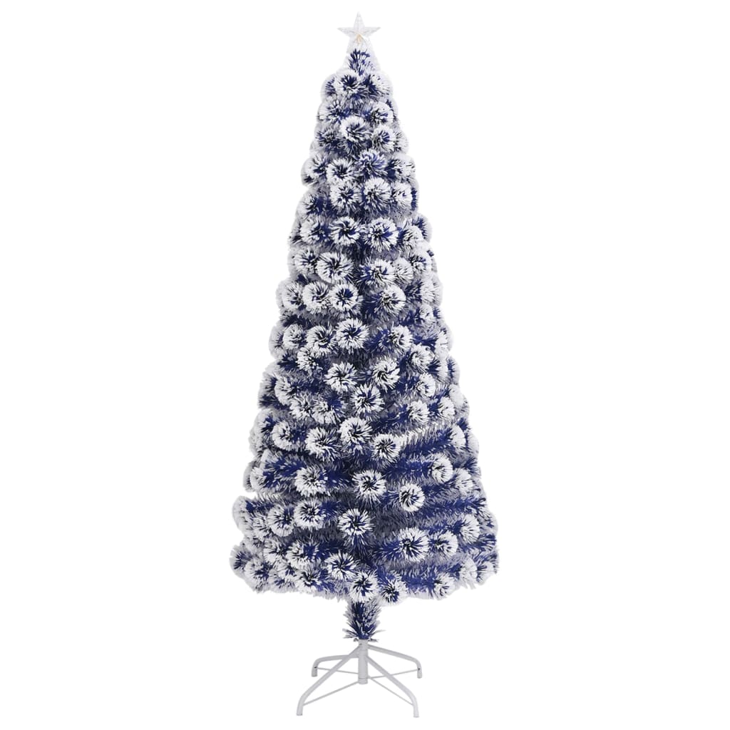 Kunstkerstboom met verlichting 180 cm glasvezel wit en blauw