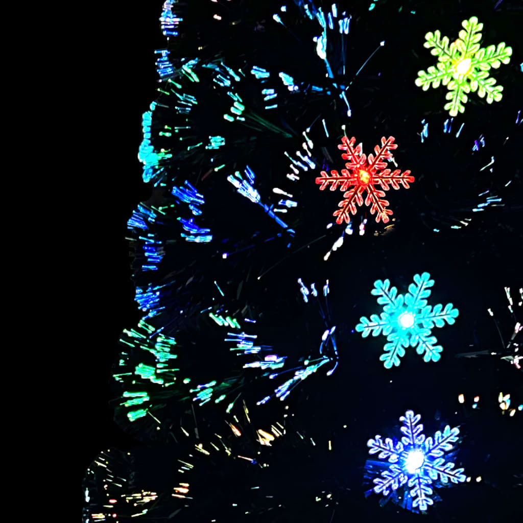 Kerstboom met LED-sneeuwvlokken 180 cm glasvezel zwart