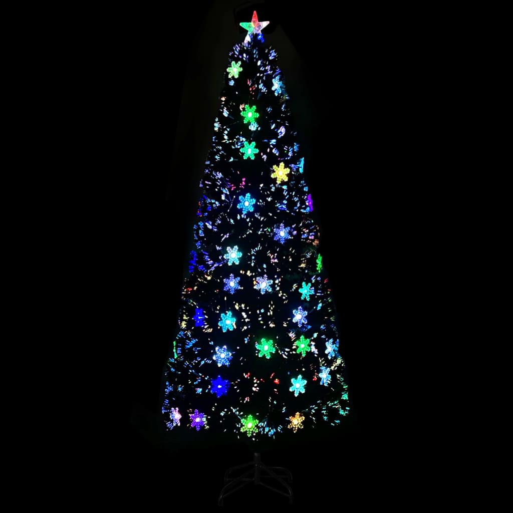 Kerstboom met LED-sneeuwvlokken 240 cm glasvezel zwart