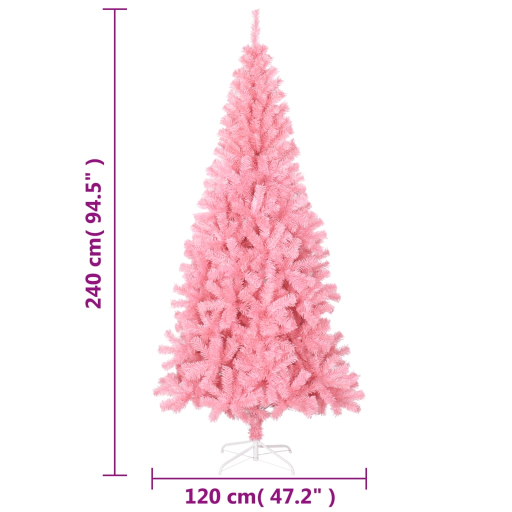 Kunstkerstboom met standaard 240 cm PVC roze