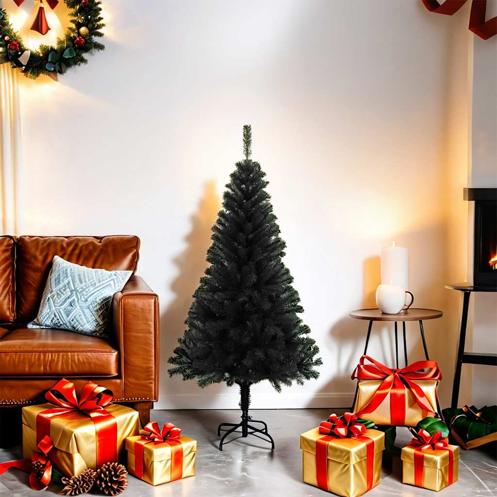 Kunstkerstboom met standaard 120 cm PVC zwart