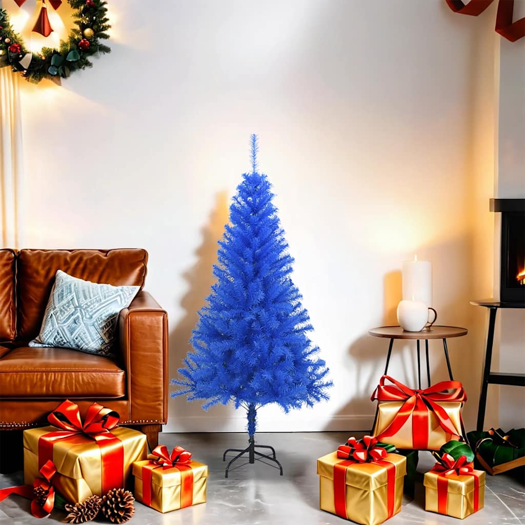 Kunstkerstboom met standaard 120 cm PVC blauw