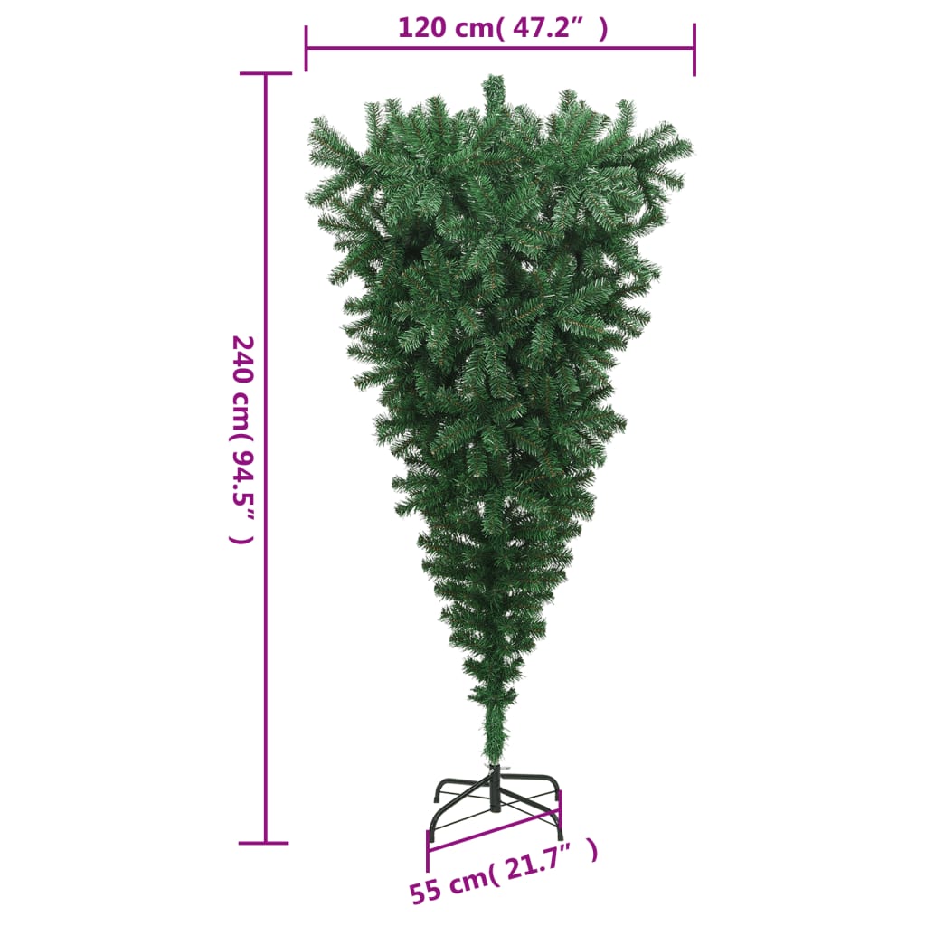 Kunstkerstboom omgekeerd met standaard 240 cm groen