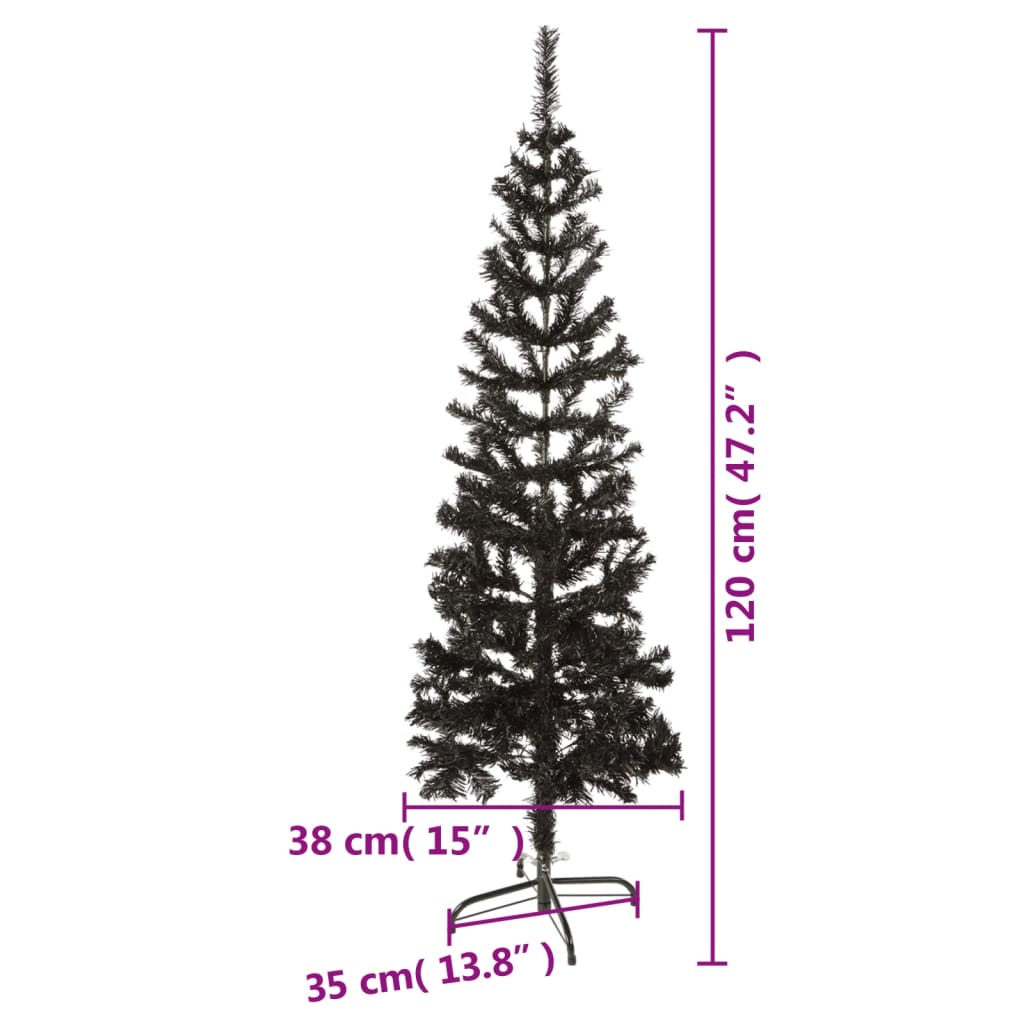 Kerstboom smal 120 cm zwart