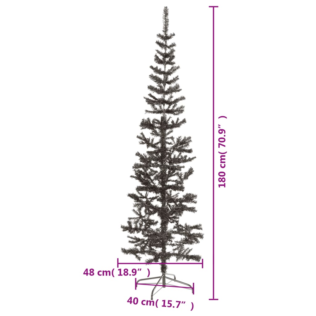 Kerstboom smal 180 cm zwart