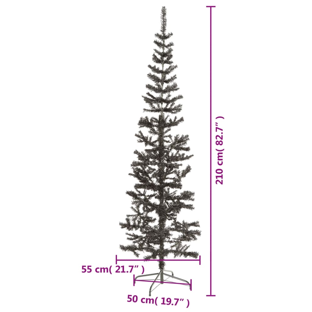 Kerstboom smal 210 cm zwart