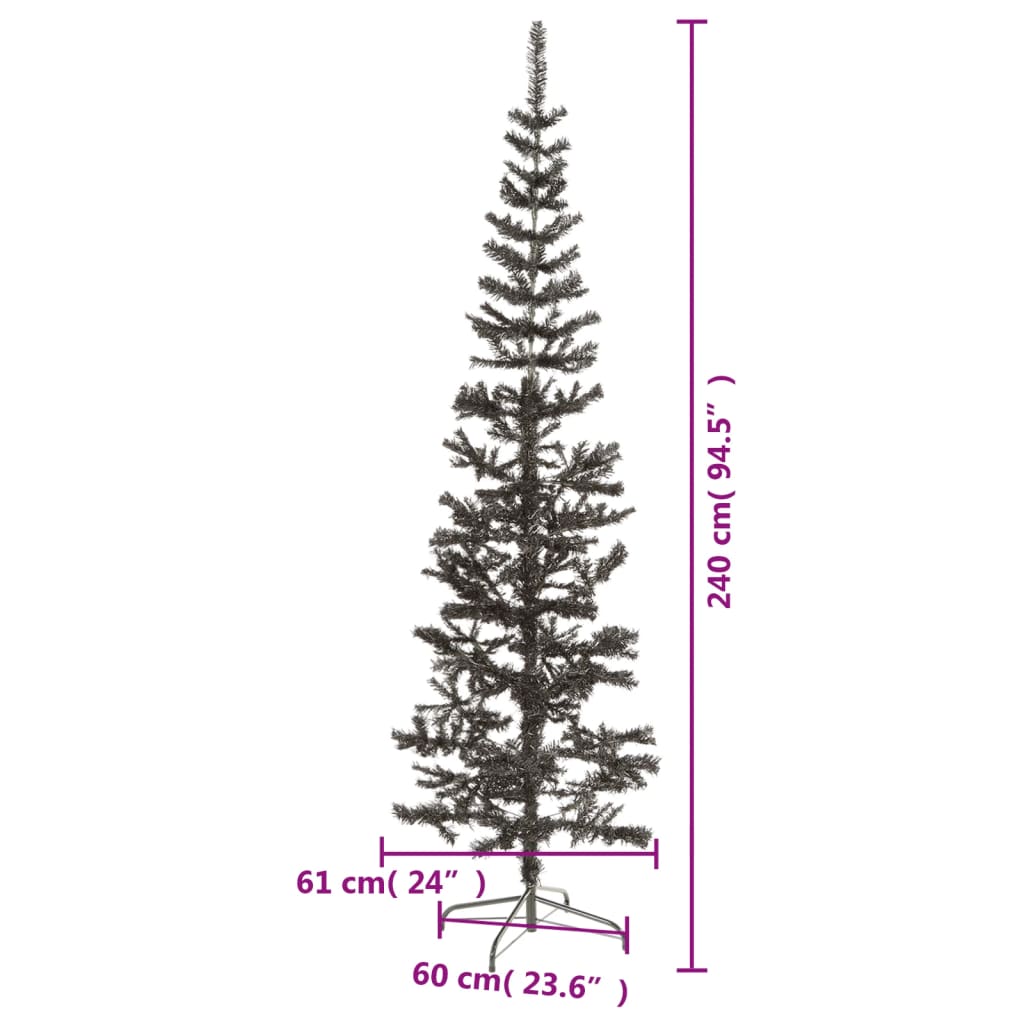 Kerstboom smal 240 cm zwart