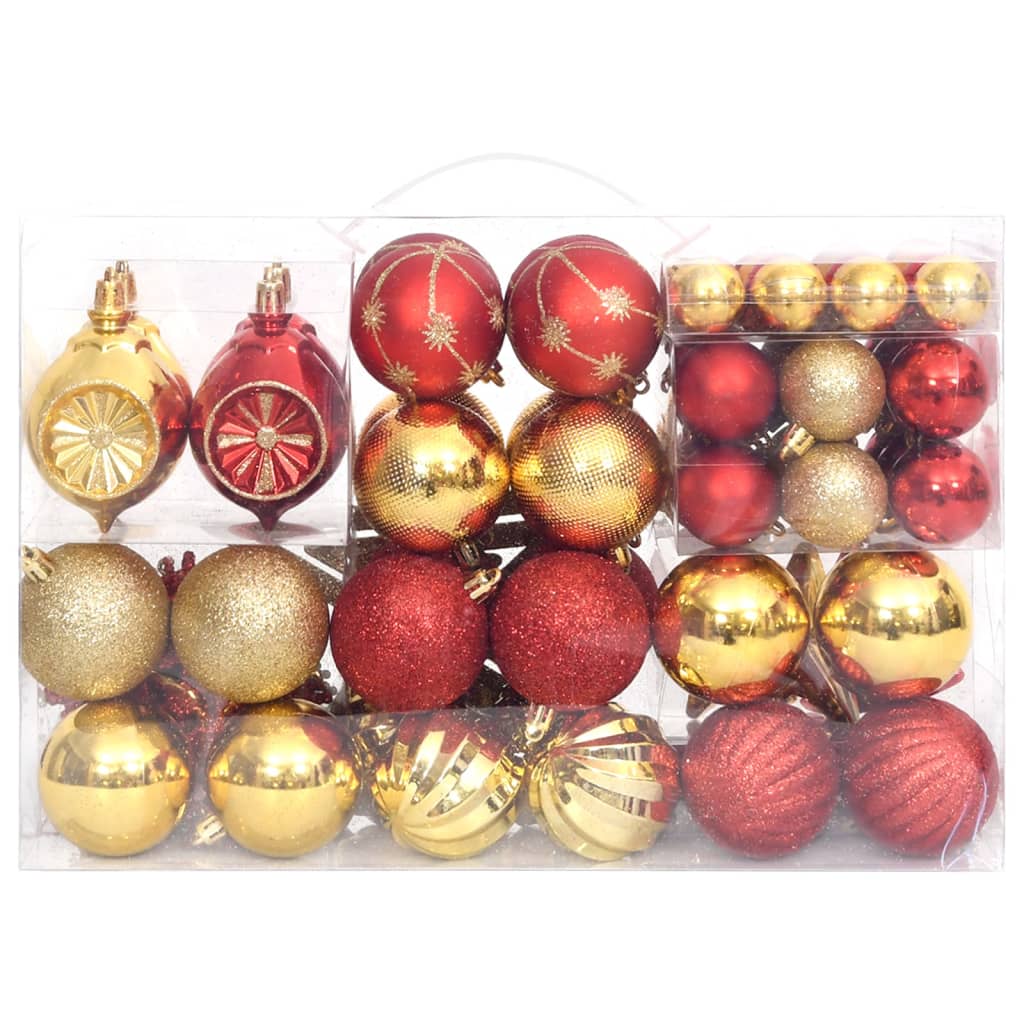 108 Delige Kerstballenset Goud en Rood