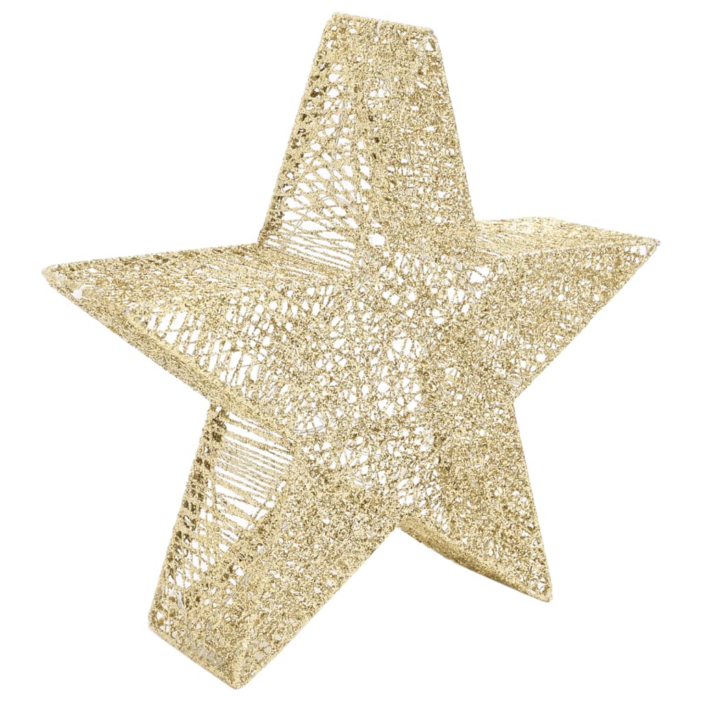 Kerstdecoratiesterren 3 st LED buiten binnen mesh goudkleurig