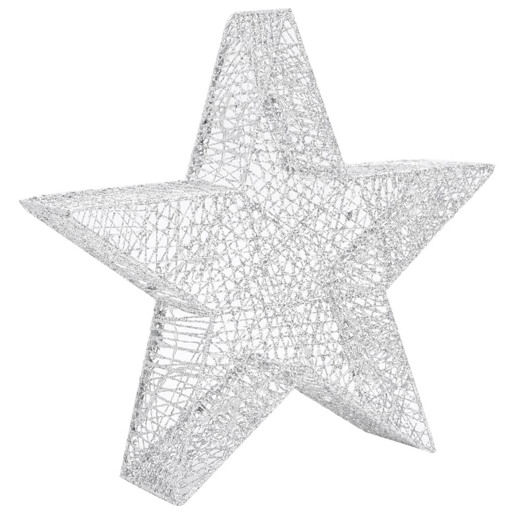 Kerstdecoratiesterren 3 st LED buiten binnen mesh zilverkleurig