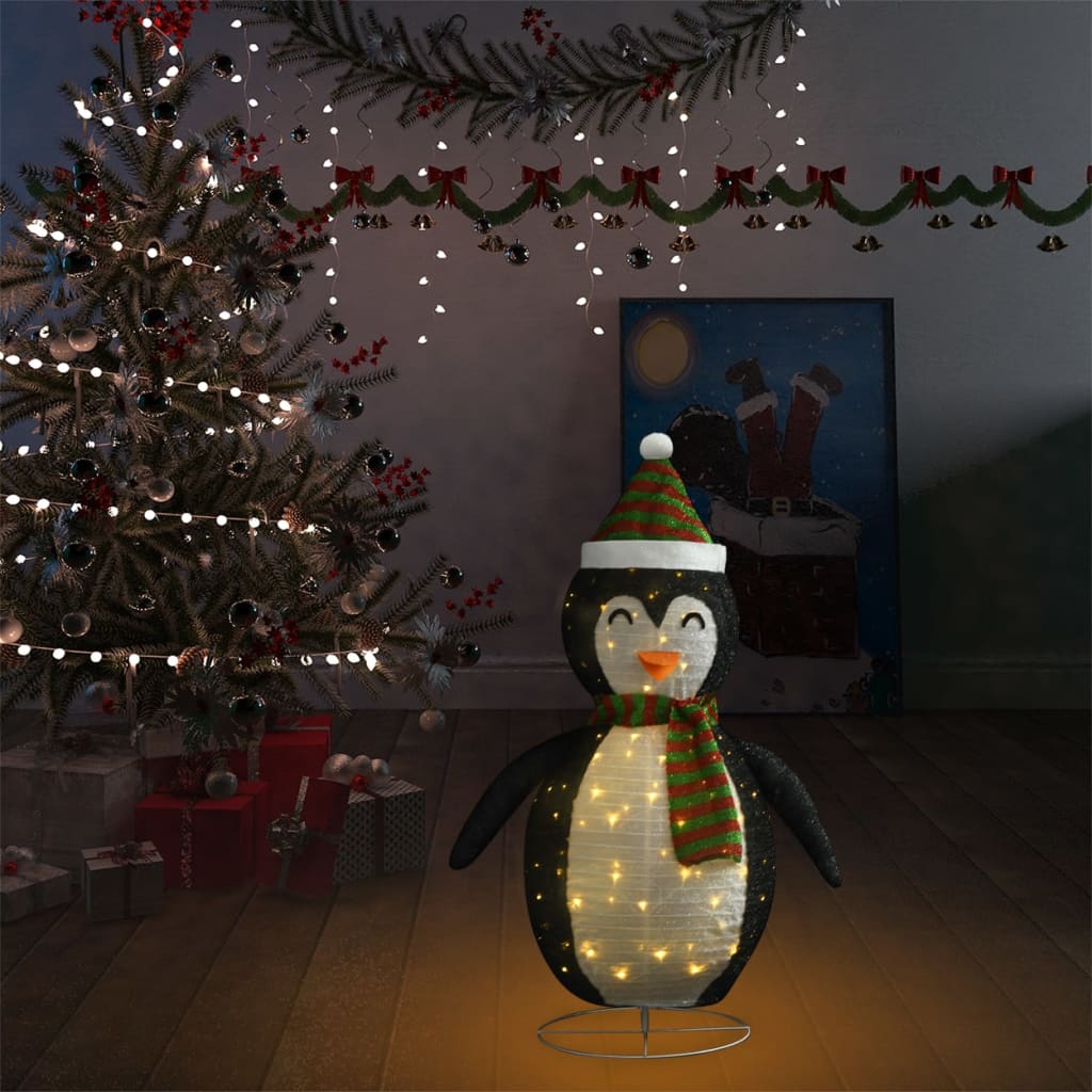 Kerstpinguïn decoratief LED 90 cm luxe stof