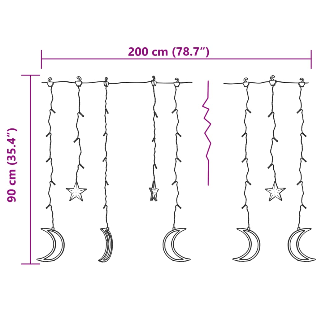 Lichtslinger ster en maan 138 LED's meerkleurig