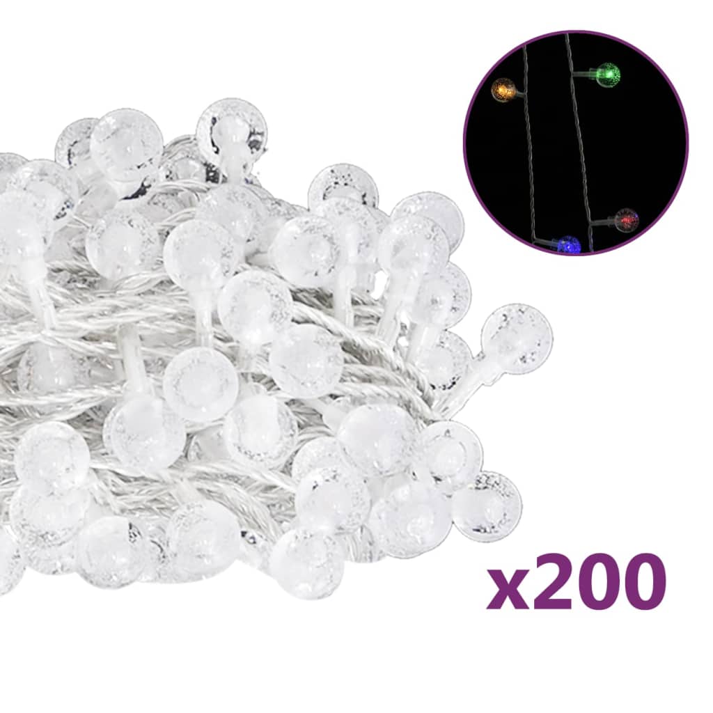 Lichtsnoer met 200 LED's 8 functies meerkleurig 20 m