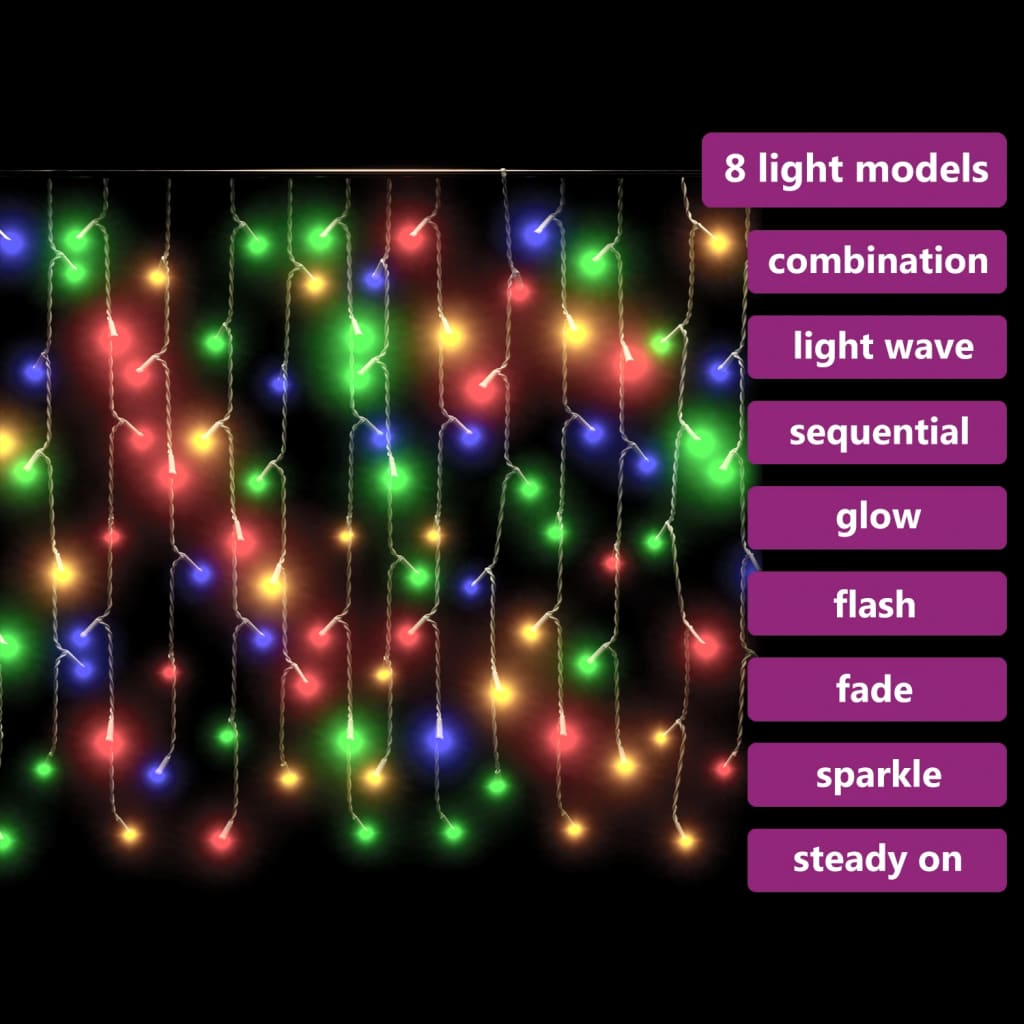 Lichtgordijn met 400 LED's en 8 functies 10 m meerkleurig