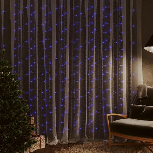 Lichtsnoergordijn met 300 LED's en 8 functies 3x3 m blauw