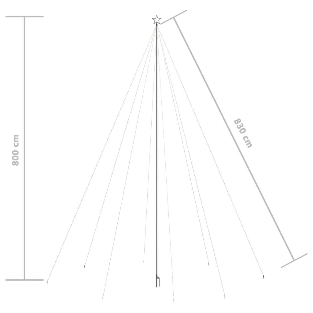 Kerstboomverlichting 1300 LED's binnen/buiten 8 m koudwit