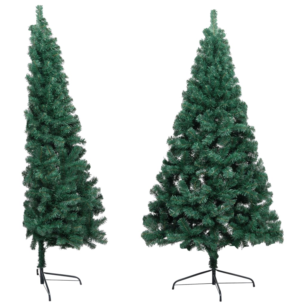 Kunstkerstboom met verlichting en kerstballen half 120 cm groen