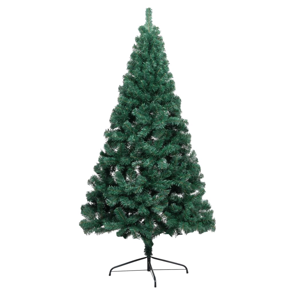 Kunstkerstboom met verlichting en kerstballen half 120 cm groen