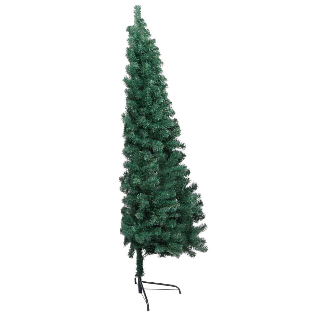 Kunstkerstboom met verlichting en kerstballen half 210 cm groen