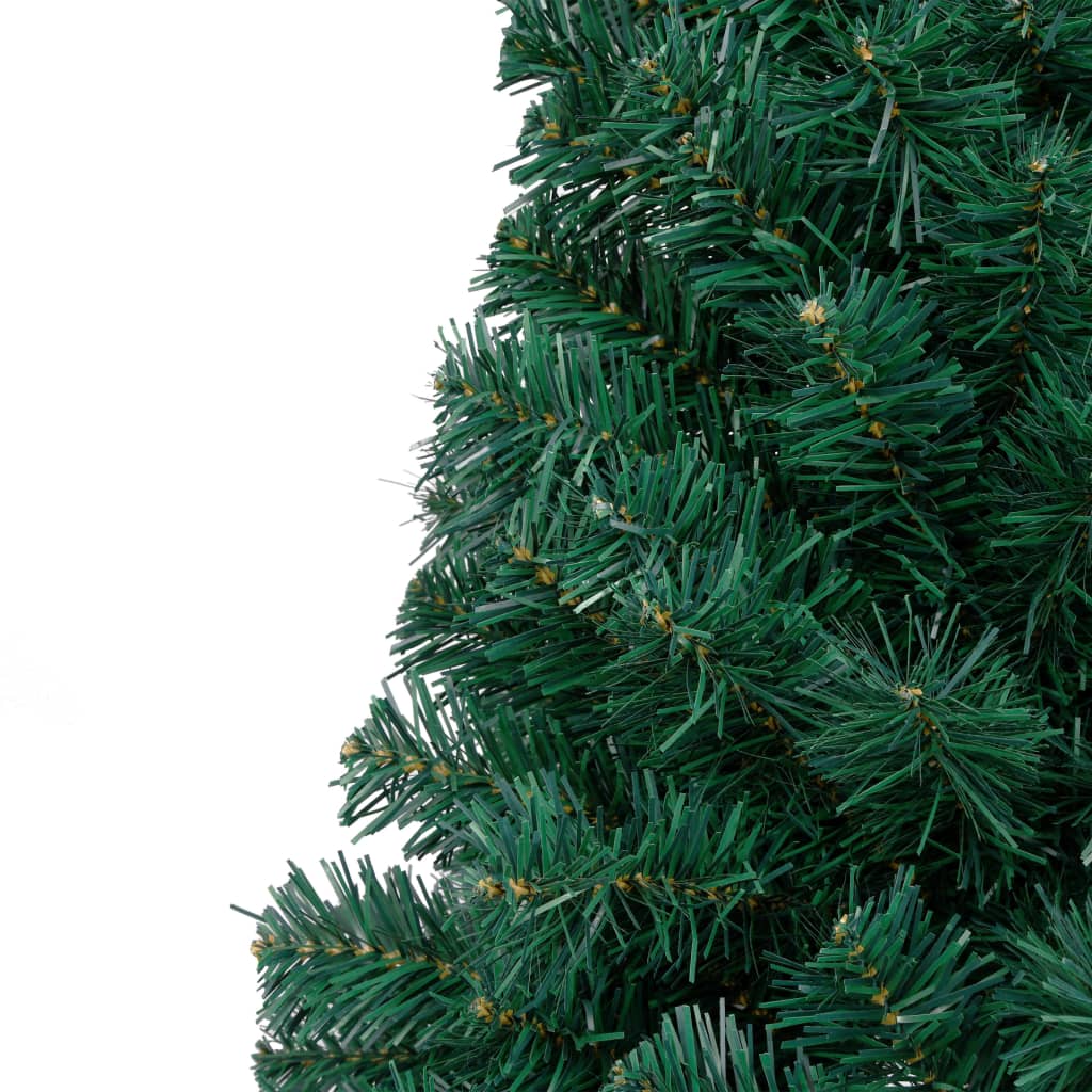 Kunstkerstboom met verlichting en kerstballen half 210 cm groen