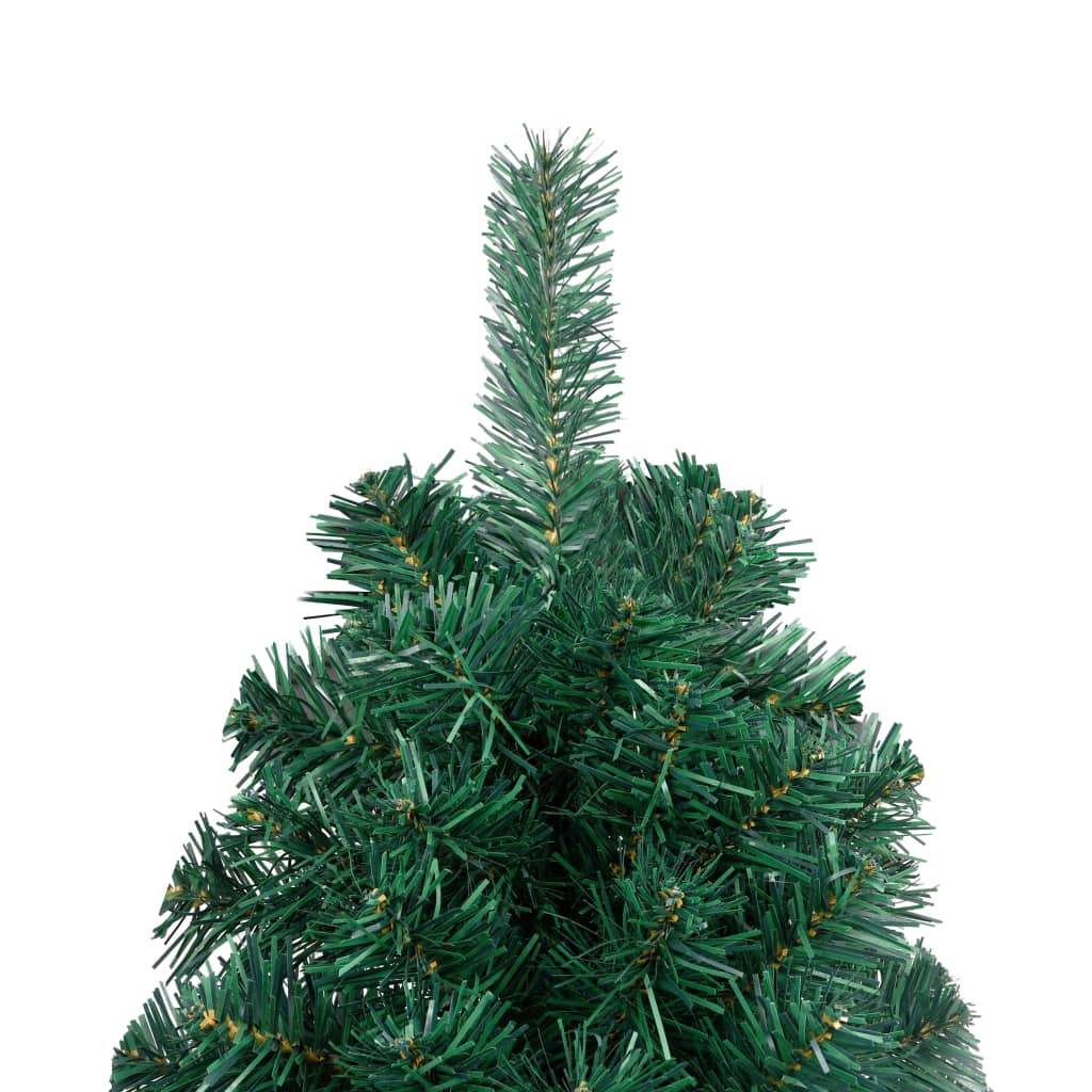 Kunstkerstboom met verlichting en kerstballen half 210 cm groen